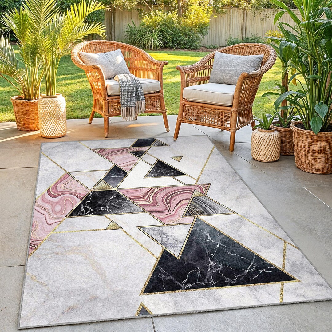 Marble Rug Pattern Designs Geometric Marble Pattern Rectangular Area Rug | Modern Living Room ...