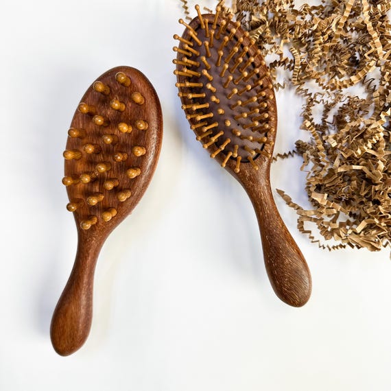 Natural Sandalwood Hair Brush & Scalp Massager