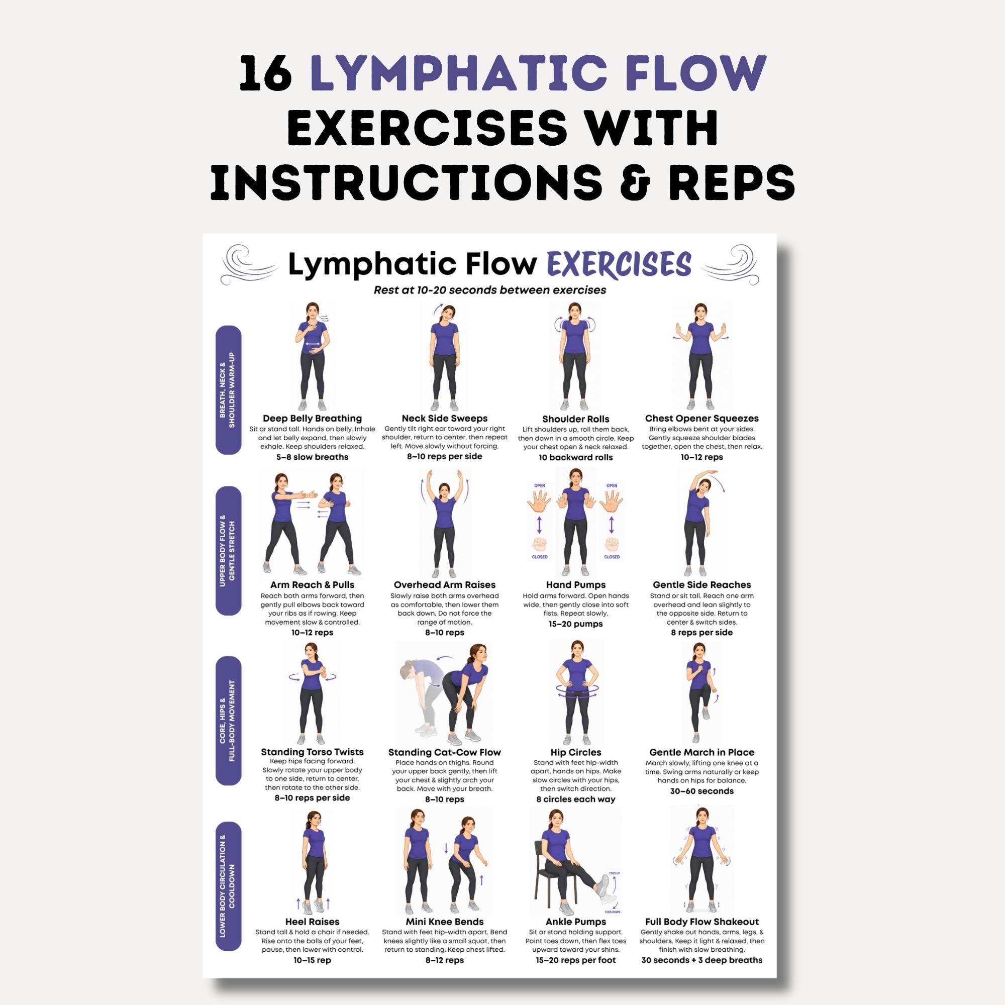 Free Flow Exercise Lymphatic Flow Exercises Printable PDF, 16 Gentle Movement Exercises ...