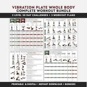 Complete Vibration Plate Whole Body Bundle PDF, 30 Day Challenges + 3 Level Power Plate Workout Plan, Lymphatic Flow Routine Printable image 1