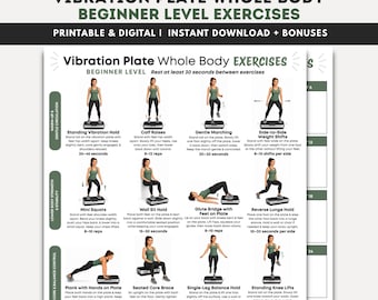 Ejercicios con plataforma vibratoria para principiantes (PDF), plan de entrenamiento de vibración de cuerpo completo, rutina de drenaje linfático y circulación, entrenamiento con plataforma vibratoria.