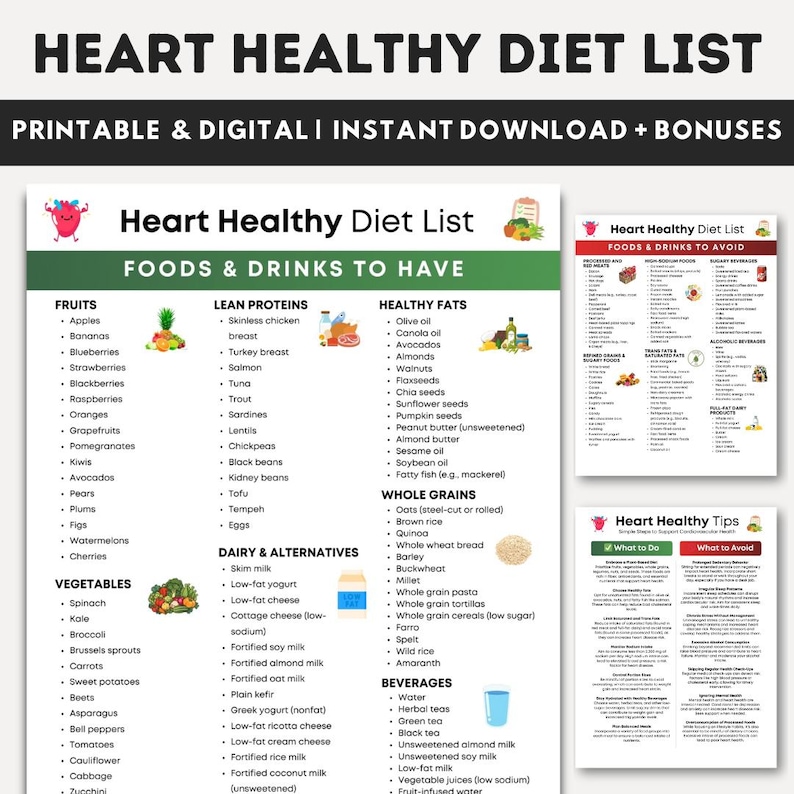 Heart Healthy Diet Food List, DASH Diet Food List, Healthy Diet Guide ...