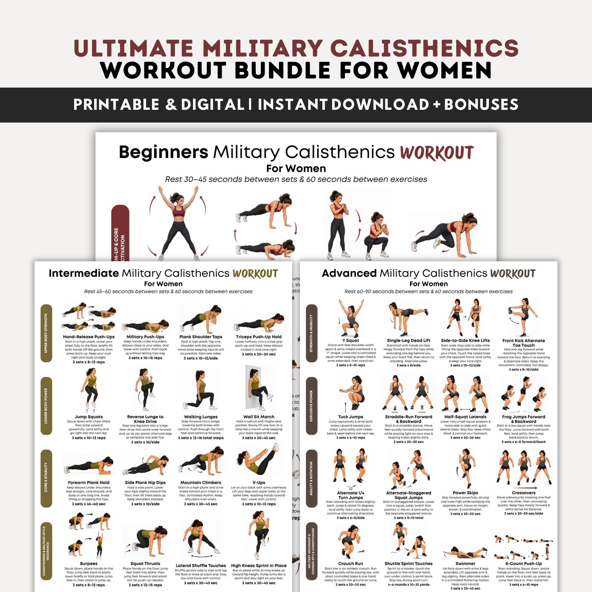 Ultimate Military Calisthenics Workout Plan Bundle for Women Pdf,full Body Bootcamp Style ...