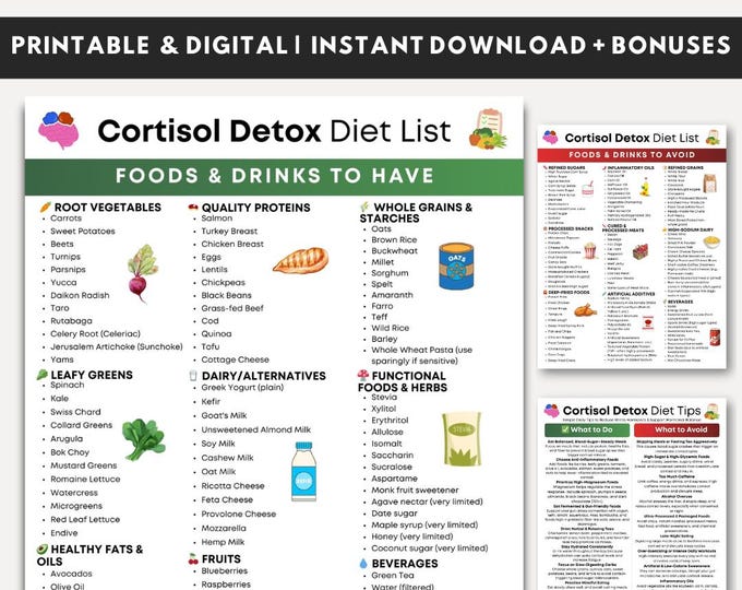 Cortisol Detox Food List Printable, Foods to Lower Cortisol Naturally ...