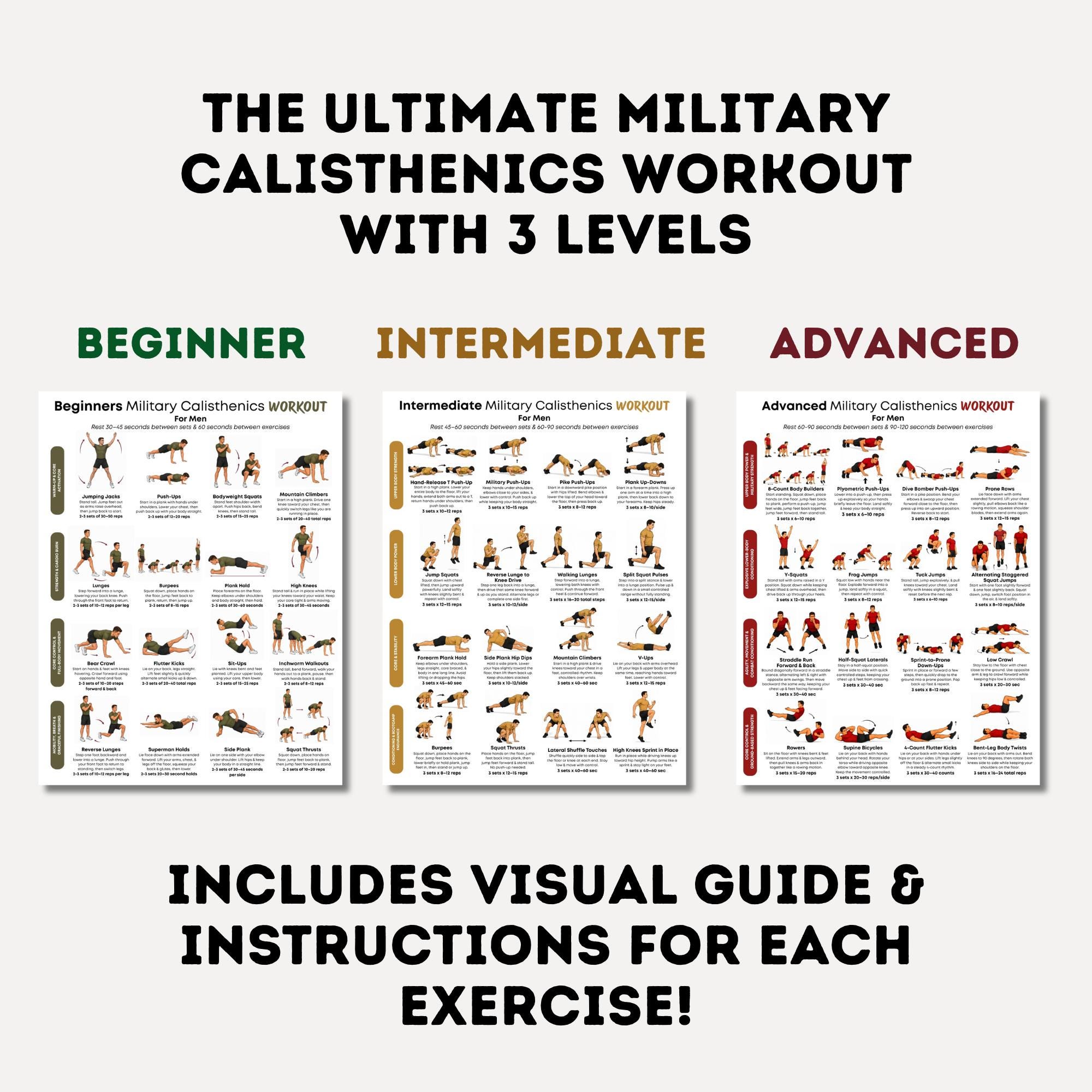 Ultimate Military Calisthenics Workout Plan Bundle for Men PDF, Full ...