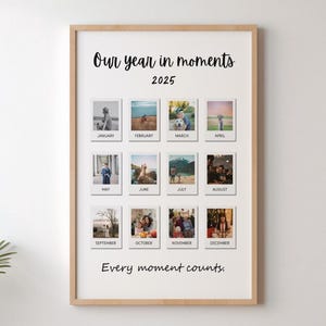 Custom Polaroid Photo Anniversary Template, 1st Anniversary Gifts for Him and Her, Gift for Husband and Wife, Gift for Boyfriend, 12 Photos