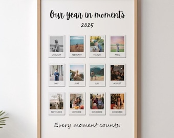 Custom Polaroid Photo Anniversary Template, 1st Anniversary Gifts for Him and Her, Gift for Husband and Wife, Gift for Boyfriend, 12 Photos