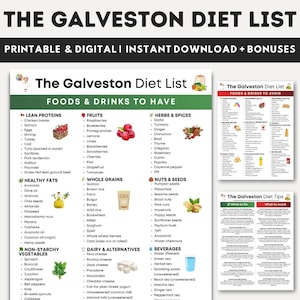 Galveston Diet Food List, Menopause Diet Plan Food Chart, Perimenopause Diet Grocery List, Hormone Balance & Anti-Inflammatory Food List PDF