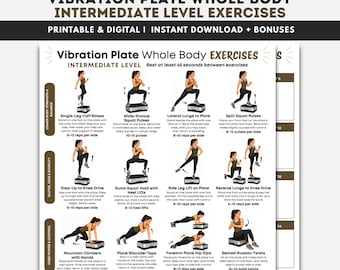 Ejercicios intermedios con plataforma vibratoria (PDF), plan de entrenamiento de vibración de cuerpo completo, rutina de drenaje linfático y circulación, entrenamiento con plataforma vibratoria.