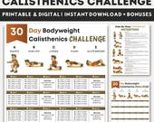 30 Day Calisthenics Challenge Workout Chart, Bodyweight At Home Workout Routine, Printable Beginner At Home Full Body Workout Exercise PDF