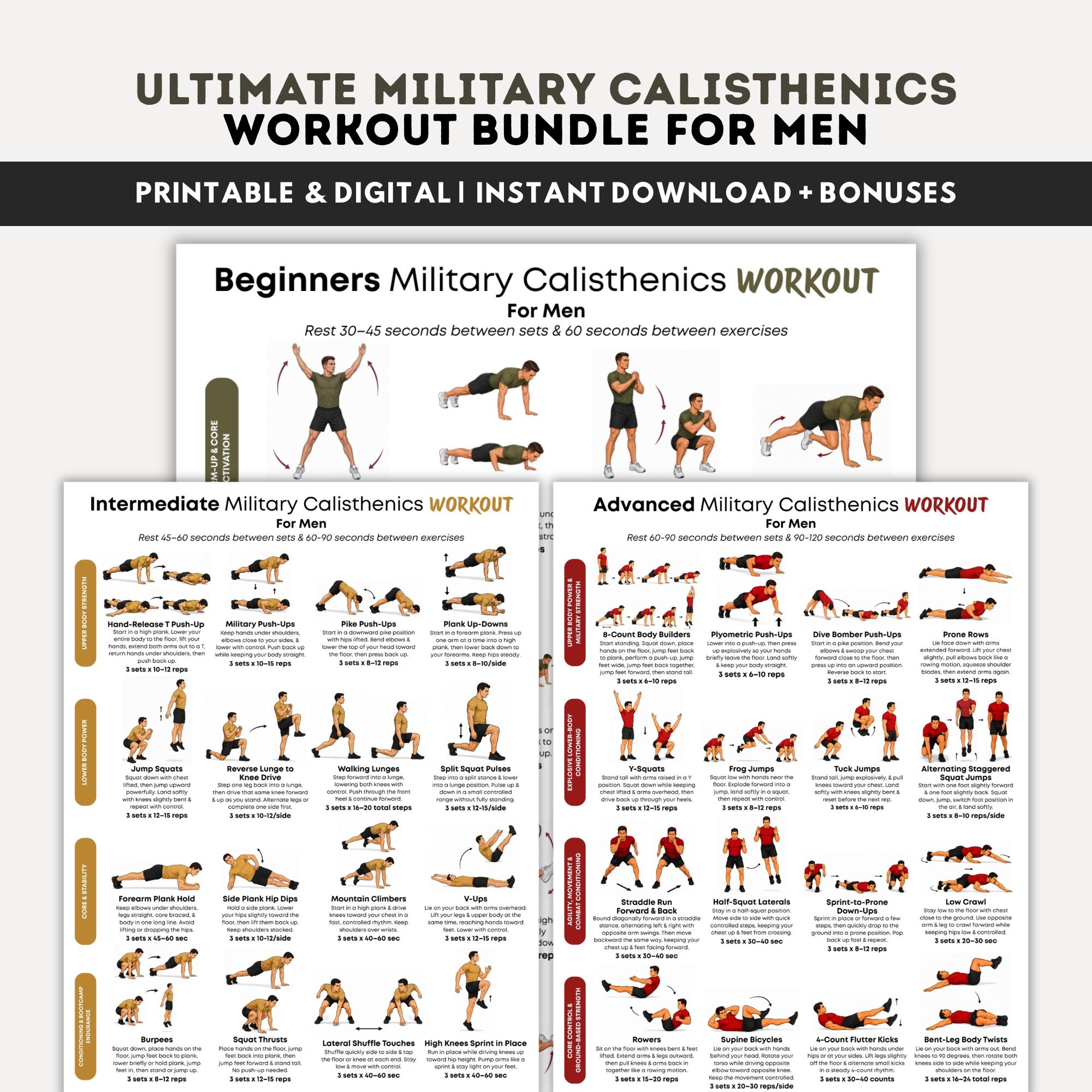 Ultimate Military Calisthenics Workout Plan Bundle for Men PDF, Full ...