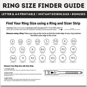 Printable Diamond Ring Size Tool, Ring Size Chart, Ring Size Measure, Ring Size Finder, International Ring Size Chart, Instant Download