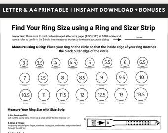 Printable Diamond Ring Size Tool, Ring Size Chart, Ring Size Measure, Ring Size Finder, International Ring Size Chart, Instant Download