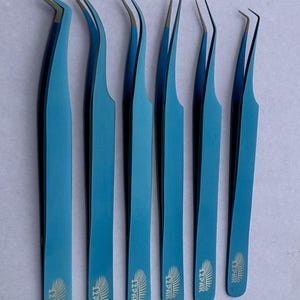Blue Plasma Eyelash Tweezer Kit: Professional Fiber Tip Lash Extension Tools