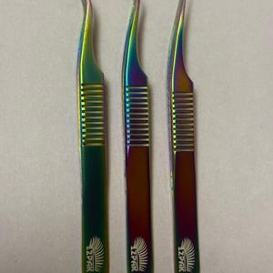 12PAK Multicolor Plasma Eyelash Tweezer Set – 3-Piece Fiber Tip Precision Tools for Lash Extensions