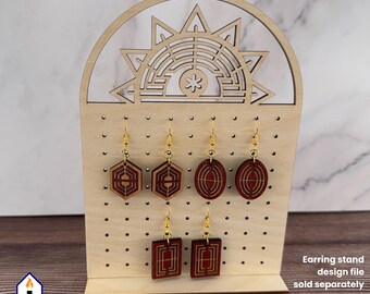 Geometric Dangle Earrings SVG file for laser cutting and engraving