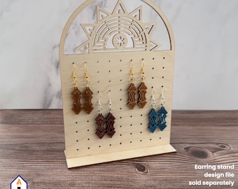 Pendientes: Pendientes colgantes geométricos "Curvas de diamante". Archivo SVG para corte y grabado láser.