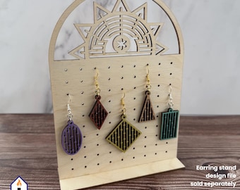 Archivo SVG de pendientes colgantes con líneas y puntos para corte y grabado láser.