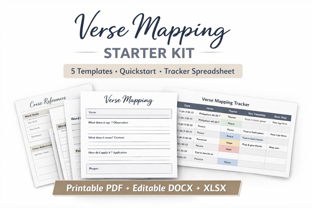 Verse Mapping Templates + Quickstart Guide | Printable Bible Study ...