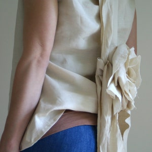 Linen Tunic/Blouse Raw Flower Back Ribbon by NervousWardrobe on Etsy image 3