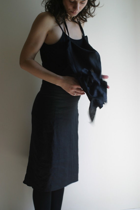 chinese dress ladies Halter Linen Dress Palau in Black main image 0