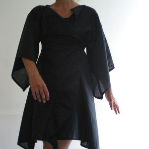 Kimono Wrap Dress/ Kimono Sleeve Dress in Linen by NervousWardrobe on Etsy imagem 2