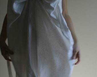 Minimalist Wedding Dress/ Handmade Wedding Dress/ White Linen Dress by NervousWardrobe on Etsy