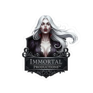 Gothic Kiss-Cut Stickers - Immortal Productions Design, Vampire Art, Laptop Decor, Dark Aesthetic, Halloween Stickers, Gift for Horror Fans