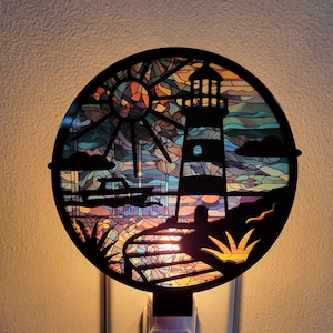 Lighthouse night light. Lake scene nightlight decor  .Hallway light. Bathroom nite light. Gift her. Home decor gifts