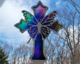 Butterfly Cross night light  Religious night light  Home decor night light. Bedroom night light . Butterfly home decor gifts.