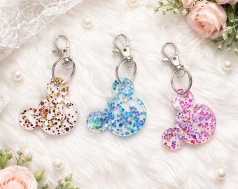 Mouse head keyring • Backpack tag • glitter pixie dust gifts • girls keychain. Fish extender gifts