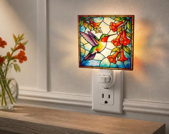 Hummingbird Night Light: Stained Glass Style  Room Decor Mothers day gifts