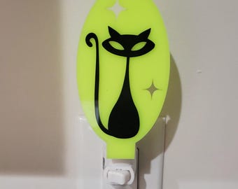 Black Cat night light. mid century gifts.  Retro nightlights .MCM Home decor gifts