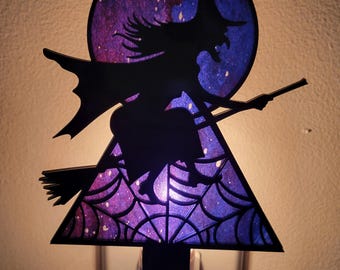 Witch night light• Halloween night light decor• Hallway light • Witch Flying Night Light