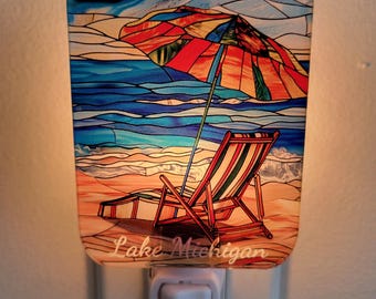Custom Beach scene night light. Lake scene nightlight decor  Hallway light. Good living. Gift her. Home decor gifts