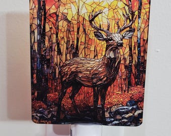 Deer stain glass night light • Boys night light • Cabin night light • rustic night light • Home decor gifts for Father's day