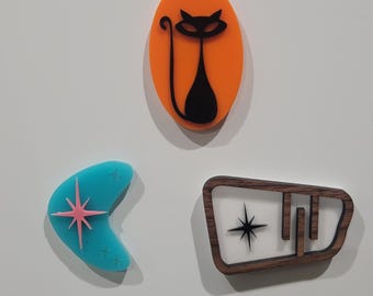 Retro starlite magnets. mid century decor.  Vintage decor magnets .Mid modern decor gifts