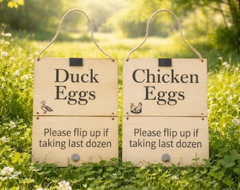 Duck and Chicken eggs for sale sign.sold out sign. farmers market stand sign. egg stand sign.magnetic flip custom sign