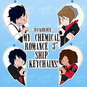 My Chemical Romance Ship Keychains 3&quot; Inch Magnetized RPF Duo Gerard Way, Frank Iero, Mikey Way, Ray Toro