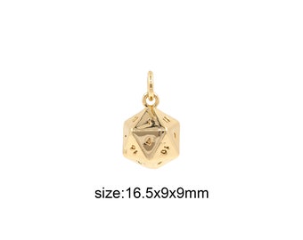 18K Gold Filled Dice Pendant,Lucky Dice Charm Earrings Necklace for DIY Jewelry Making Supply