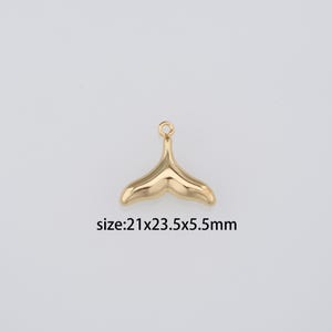 18K Gold Filled Whale Tail Anhänger, zierliche Whale Tail Charm Ohrringe Halskette für die DIY Schmuckherstellung Versorgung