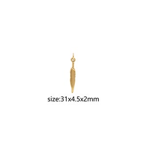 18K Gold Filled Feather Pendant,Dainty Feather Charm Earrings Necklace for DIY Jewelry Making Supply