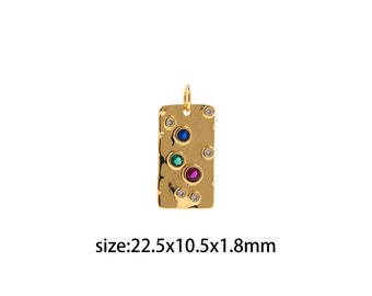 Pendentif rectangle rempli d'or 18 carats, collier de boucles d'oreilles à breloques rectangle micro pavé CZ pour la fabrication de bijoux à bricoler soi-même