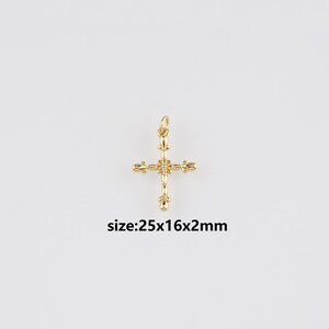 18K Gold Filled Cross Pendant,Religious Charm Earrings Necklace for DIY Jewelry Making Supply