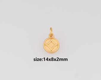 24K Gold Filled Round Pendant,Dainty Coin Charm Earrings Necklace for DIY Jewelry Making Supply