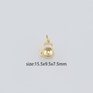 18K Gold Filled Teapot Pendant,Dainty Teapot Charm Earrings Necklace for DIY Jewelry Making Supply
