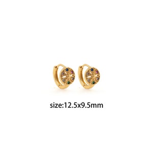 18K Gold Filled Flower Hoops Earrings,Gold Hoops,Dainty CZ Hoops Huggie,Gold Huggies Hoop Earrings,Boho Earrings