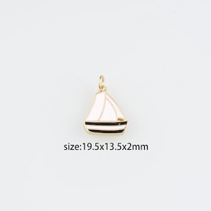 18K Gold Filled Sail Boat Pendant,Enamel Sail Boat Charm Earrings Necklace for DIY Jewelry Making Supply