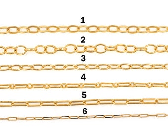 18K Gold Filled Paper Clip Chain Necklace,Dainty Link Chain,Gold Cable Chain Necklace for Women DIY Jewelry Making Supply
