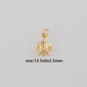 18K Gold Filled Turtle Pendant,Dainty Turtle Charm Earrings Necklace for DIY Jewelry Making Supply